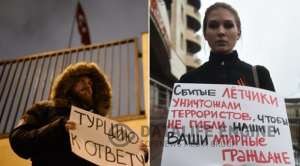 Türkiyənin Moskvadakı səfirliyi qarşısında etiraz aksiyası 